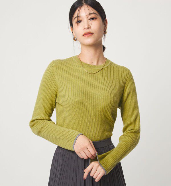 UNITED ARROWS green label relaxing「【WEB限定】＜at ease＞ソデサキ バイカラー プルオーバー ニット ウォッシャブル」|ニット・セーター|