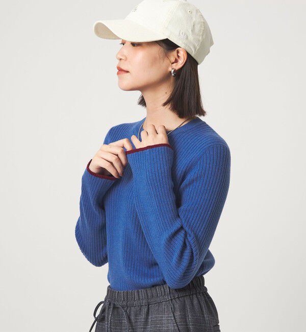 UNITED ARROWS green label relaxing「【WEB限定】＜at ease＞ソデサキ バイカラー プルオーバー ニット ウォッシャブル」|ニット・セーター|ROYAL