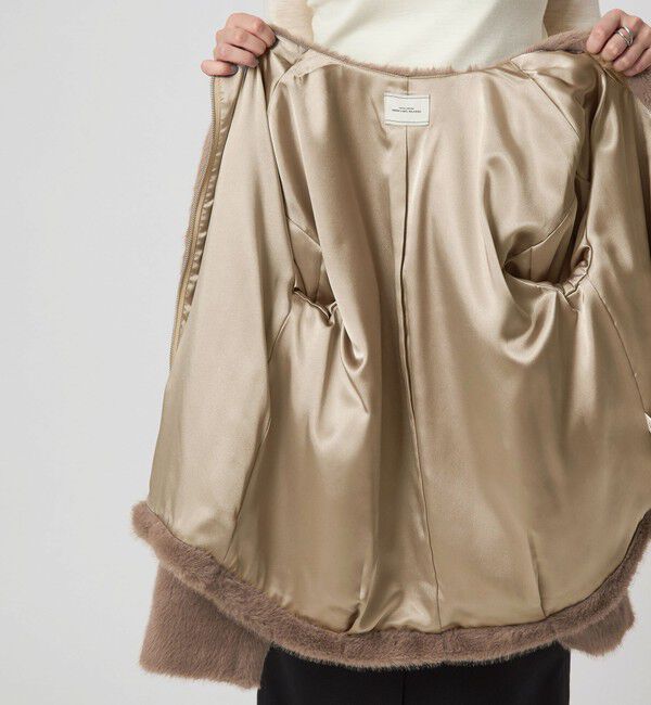 UNITED ARROWS green label relaxing「フェイクファー ノーカラー コート」|ノーカラーコート|