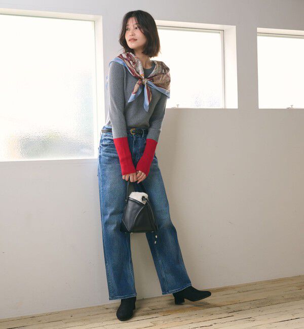 UNITED ARROWS green label relaxing「【WEB限定】＜at ease＞バイカラー クルーネック プルオーバー ニット」|ニット・セーター|