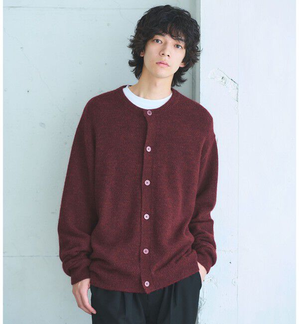 UNITED ARROWS green label relaxing「アルパカ ブレンド クルーネック カーディガン」|カーディガン|RED