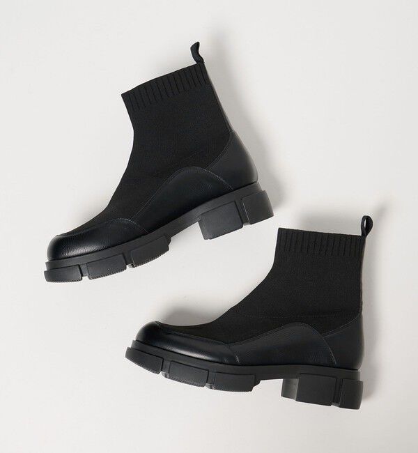 BEAUTY&YOUTH UNITED ARROWS「ニット レザーライク ブーツ 撥水/晴雨兼用」|ショートブーツ|