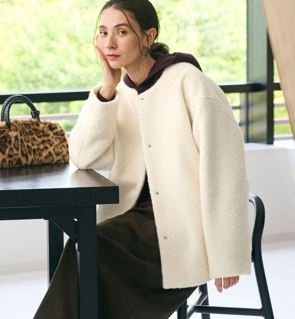 BEAUTY&YOUTH UNITED ARROWS「ブークレ ノーカラーブルゾン」|ブルゾン・スタジャン|