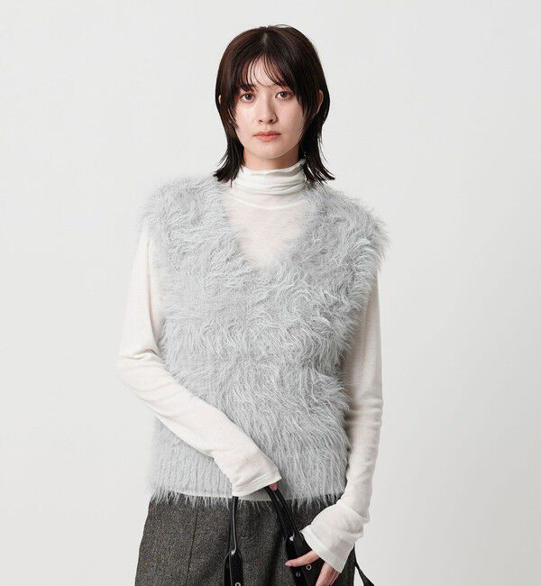 BEAUTY&YOUTH UNITED ARROWS「【WEB限定】フェザーヤーン ラメニット 2WAYベスト」|ニット・セーター|LT.GRAY
