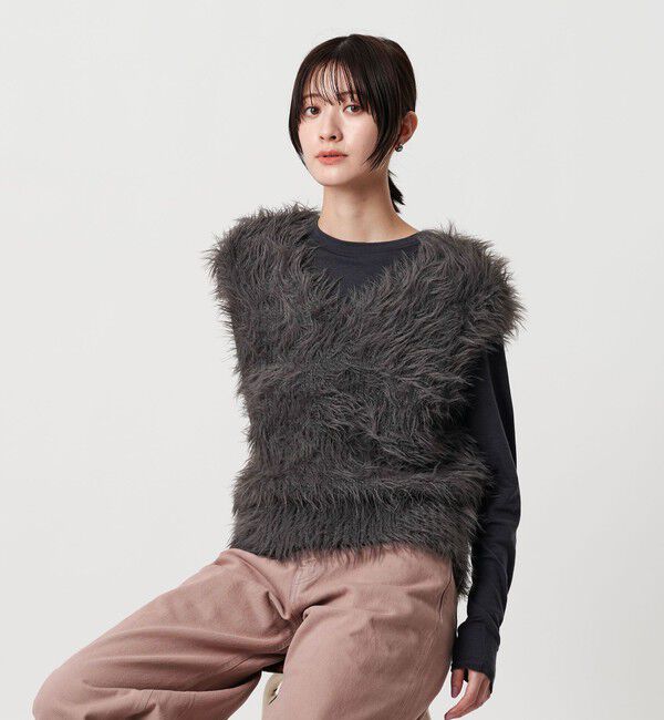 BEAUTY&YOUTH UNITED ARROWS「【WEB限定】フェザーヤーン ラメニット 2WAYベスト」|ニット・セーター|