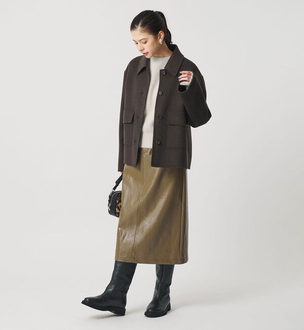 BEAUTY&YOUTH UNITED ARROWS「レザーライク Aラインスカート」|台形|