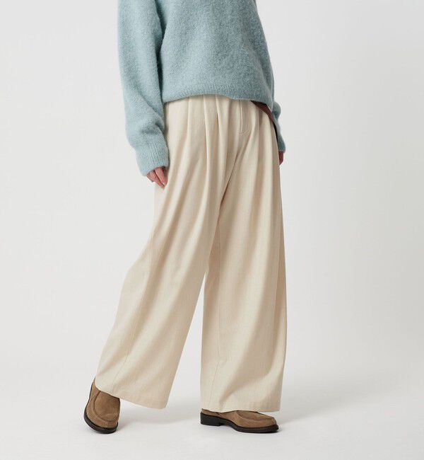 BEAUTY&YOUTH UNITED ARROWS「毛ポリエステルレーヨンブレンド ワイドタックパンツ」|スラックス|