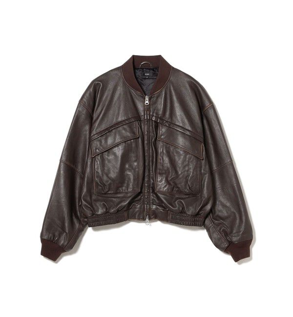 BEAMS「ユーズド加工 レザー ショートブルゾン」|ブルゾン・スタジャン|