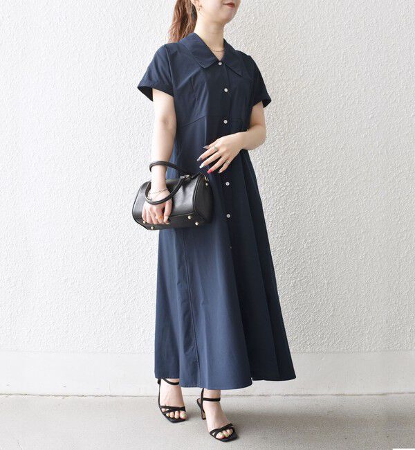 SHIPS any「SHIPS any:〈洗濯機可能〉フラットカラー Vネック フレア ワンピース」|ワンピース|