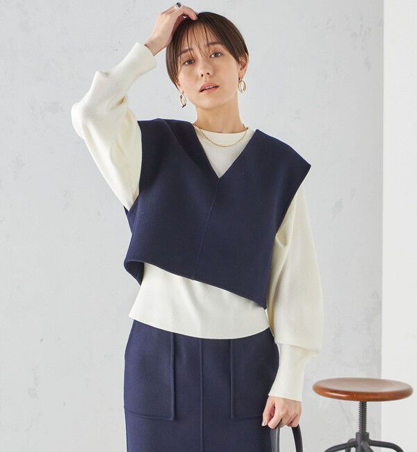 SHIPS for women「SUPER140 ジーロンウール オーバー ベスト 2」|ベスト・ジレ|