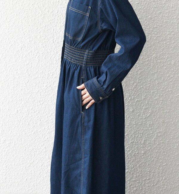 SHIPS any「SHIPS any: シャーリング デニム ポケット ワンピース ［SHIPS any DENIM］」|ワンピース|