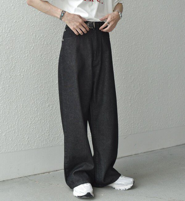 SHIPS any「SHIPS any: ウォッシュド デニム セミフレア ワイド パンツ (セットアップ対応)◇」|デニム|