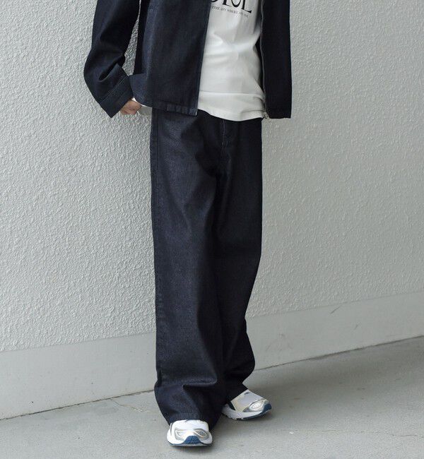 SHIPS any「SHIPS any: ウォッシュド デニム セミフレア ワイド パンツ (セットアップ対応)◇」|デニム|