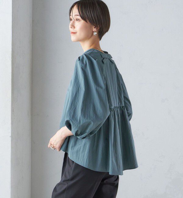 SHIPS for women「〈手洗い可能〉綿 ナイロン バック リボン ブラウス」|シャツ・ブラウス|