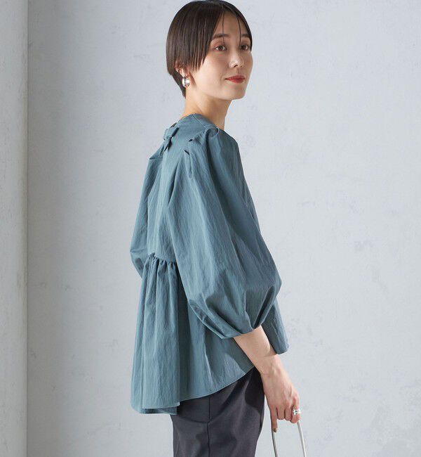SHIPS for women「〈手洗い可能〉綿 ナイロン バック リボン ブラウス」|シャツ・ブラウス|