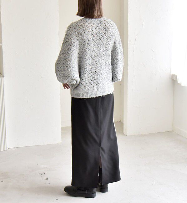 quaranciel「quaranciel:〈手洗い可能〉スパンコール レース編み クルーネック ドルマン ルーズ ニット」|ニット・セーター|