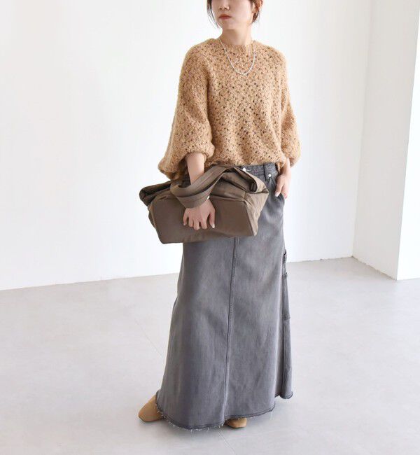 quaranciel「quaranciel:〈手洗い可能〉スパンコール レース編み クルーネック ドルマン ルーズ ニット」|ニット・セーター|