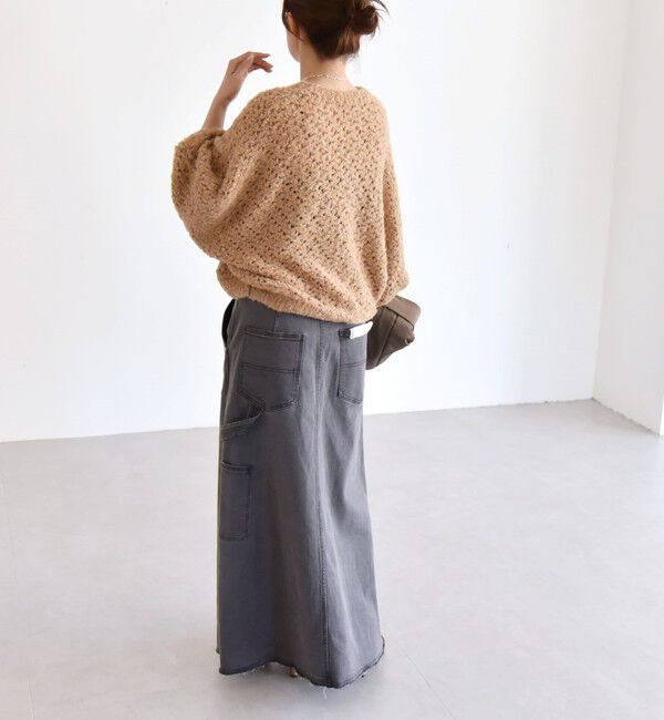 quaranciel「quaranciel:〈手洗い可能〉スパンコール レース編み クルーネック ドルマン ルーズ ニット」|ニット・セーター|