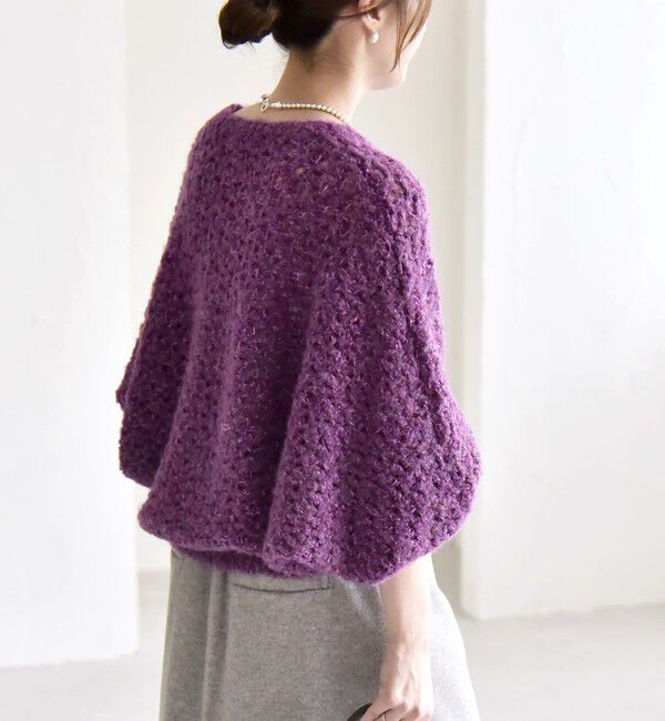 quaranciel「quaranciel:〈手洗い可能〉スパンコール レース編み クルーネック ドルマン ルーズ ニット」|ニット・セーター|