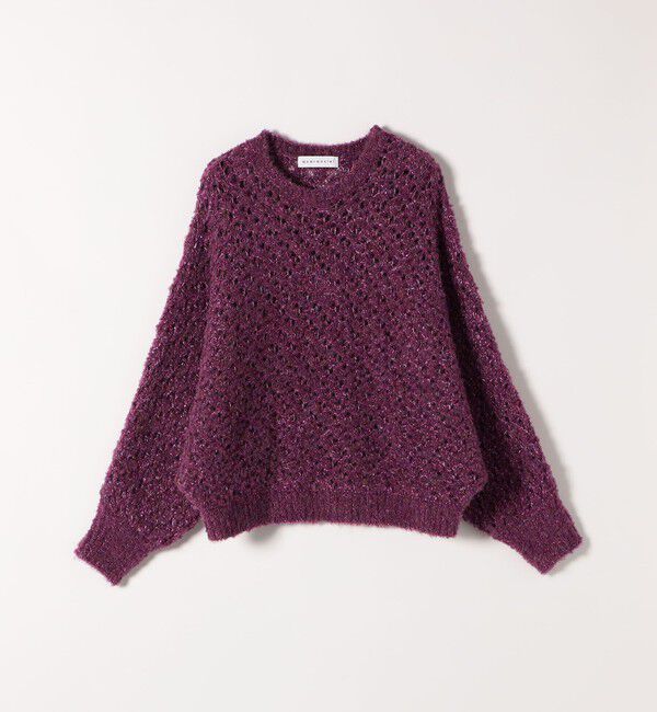 quaranciel「quaranciel:〈手洗い可能〉スパンコール レース編み クルーネック ドルマン ルーズ ニット」|ニット・セーター|