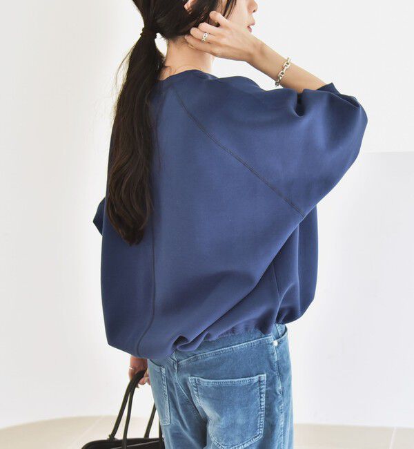 quaranciel「《一部追加予約》quaranciel:〈洗濯機可能〉ポンチ ドロスト ルーズ プルオーバー」|スウェット・ジャージ|ダークブルー