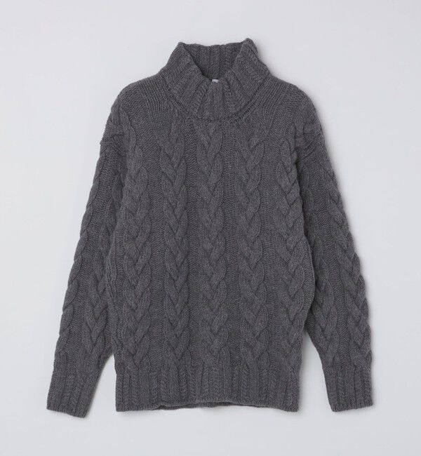 SHIPS「【SHIPS別注】GRAY: ケーブル編み タートルネック ニット」|ニット・セーター|グレー
