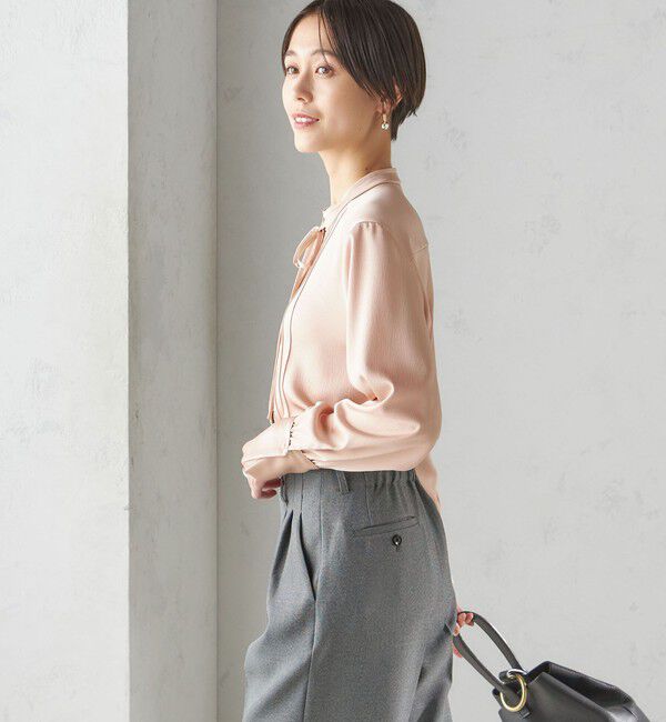 SHIPS for women「〈手洗い可能〉ハンマー サテン ピンタック ブラウス」|シャツ・ブラウス|