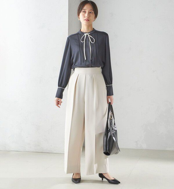 SHIPS for women「〈手洗い可能〉ハンマー サテン ピンタック ブラウス」|シャツ・ブラウス|