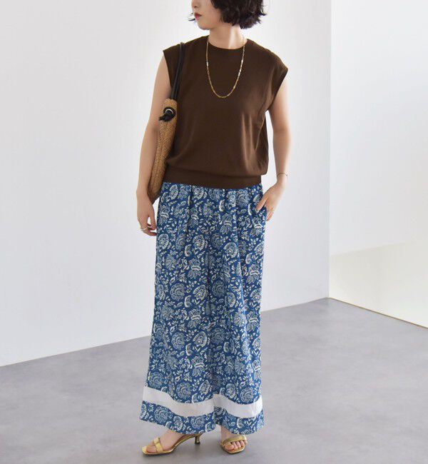 quaranciel「quaranciel:〈洗濯機可能〉フラワー プリント セミフレア パンツ」|その他|