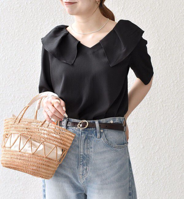 SHIPS any「《一部追加予約》【WEB限定】SHIPS any:〈洗濯機可能〉ラフ サテン フリルカラー ブラウス 26SS」|シャツ・ブラウス|