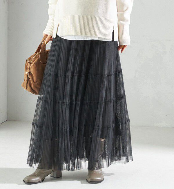 SHIPS for women「〈手洗い可能〉チュール プリーツ ティアード スカート」|スカート|