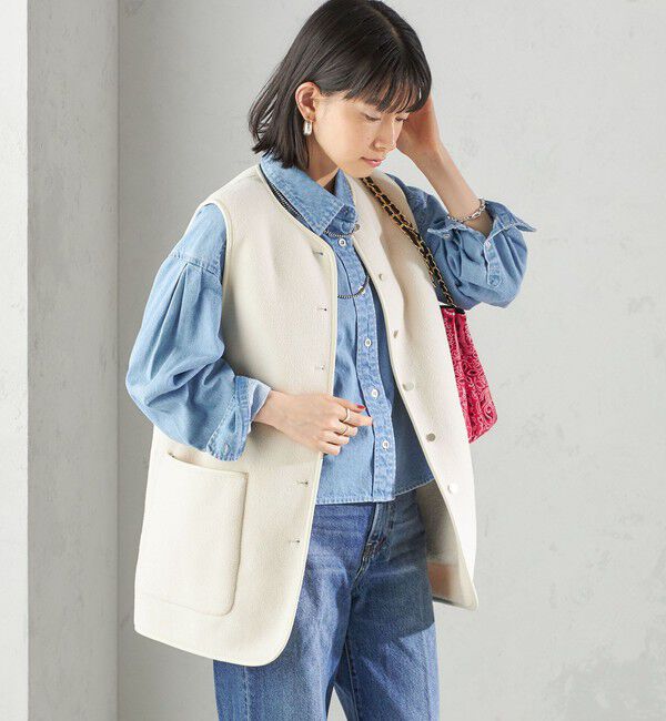 SHIPS for women「〈手洗い可能〉ボア フリース リバーシブル ベスト」|ベスト・ジレ|