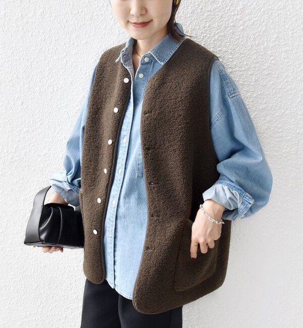 SHIPS for women「〈手洗い可能〉ボア フリース リバーシブル ベスト」|ベスト・ジレ|