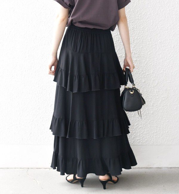 SHIPS any「SHIPS any:〈洗濯機可能〉ティアード ラッフル マキシ スカート」|スカート|