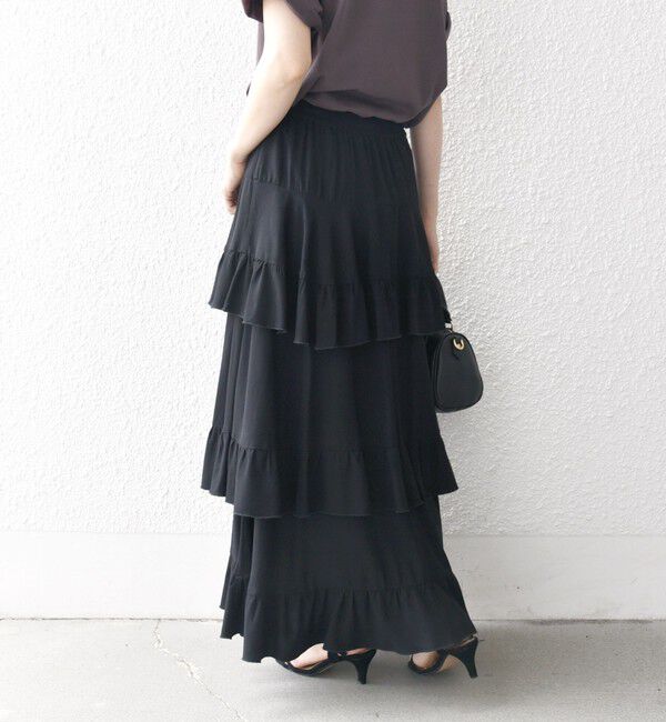 SHIPS any「SHIPS any:〈洗濯機可能〉ティアード ラッフル マキシ スカート」|スカート|