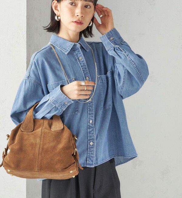 SHIPS for women「〈洗濯機可能〉ライトオンス デニム ショート シャツ」|シャツ・ブラウス|