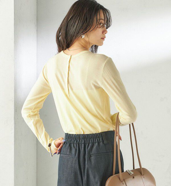 SHIPS for women「【SHIPS別注】miller: シアー ヘンリー ネック ロング スリーブ TEE」|Tシャツ・カットソー|