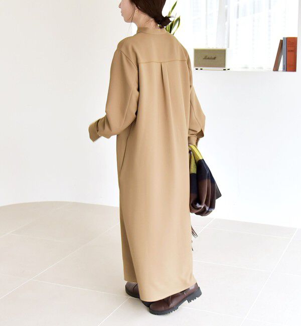 quaranciel「quaranciel:〈洗濯機可能〉ダブルクロス スタンドカラー ポケット シャツ ワンピース」|ワンピース|