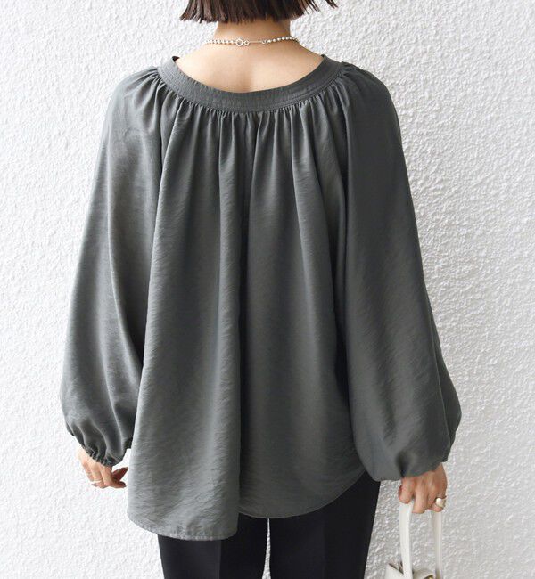 SHIPS for women「〈手洗い可能〉シアー タンブラー デザイン ギャザー ブラウス」|シャツ・ブラウス|