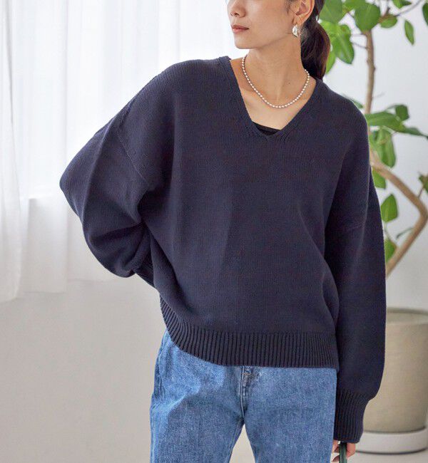 SHIPS for women「〈手洗い可能〉バルキーヤーン プルオーバー」|ニット・セーター|ネイビー