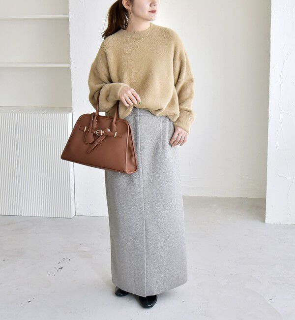 quaranciel「quaranciel:〈手洗い可能〉ファーライク クルーネック ニット プルオーバー」|ニット・セーター|