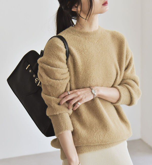 quaranciel「quaranciel:〈手洗い可能〉ファーライク クルーネック ニット プルオーバー」|ニット・セーター|