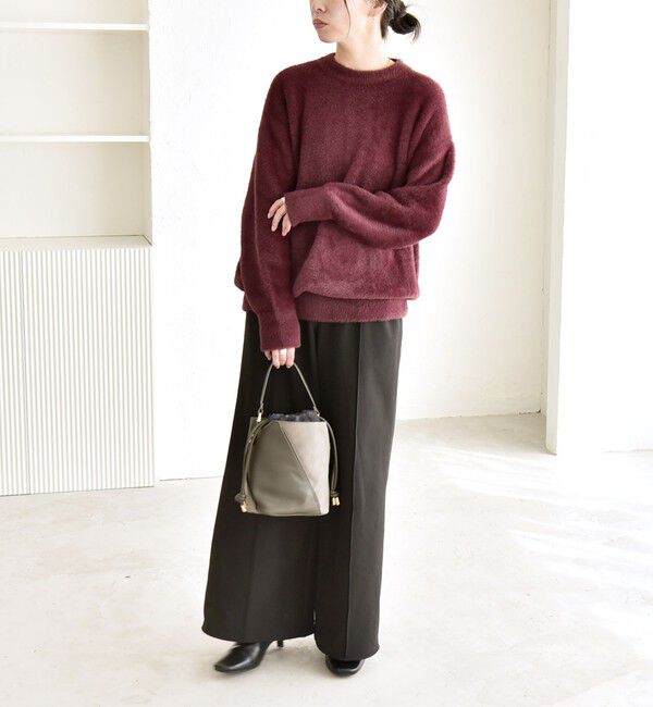 quaranciel「quaranciel:〈手洗い可能〉ファーライク クルーネック ニット プルオーバー」|ニット・セーター|