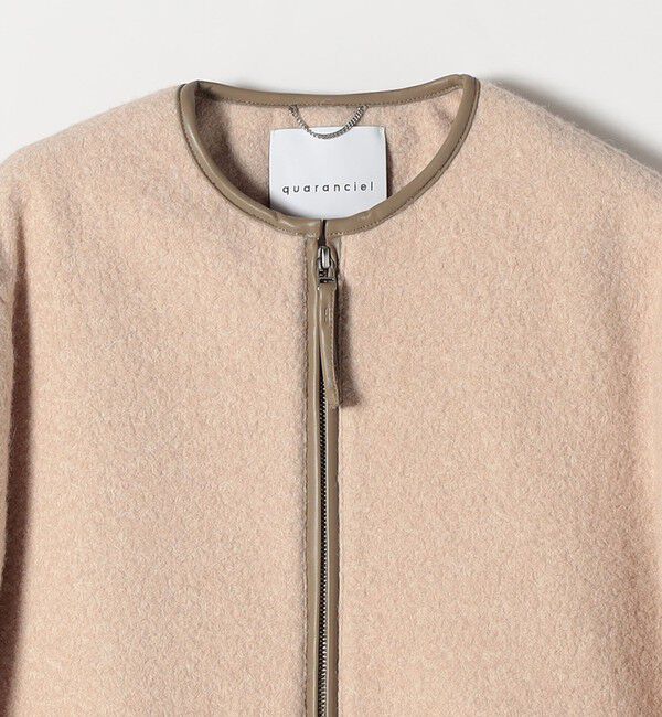 quaranciel「quaranciel: ノーカラー パイピング ジップ コート」|ノーカラーコート|