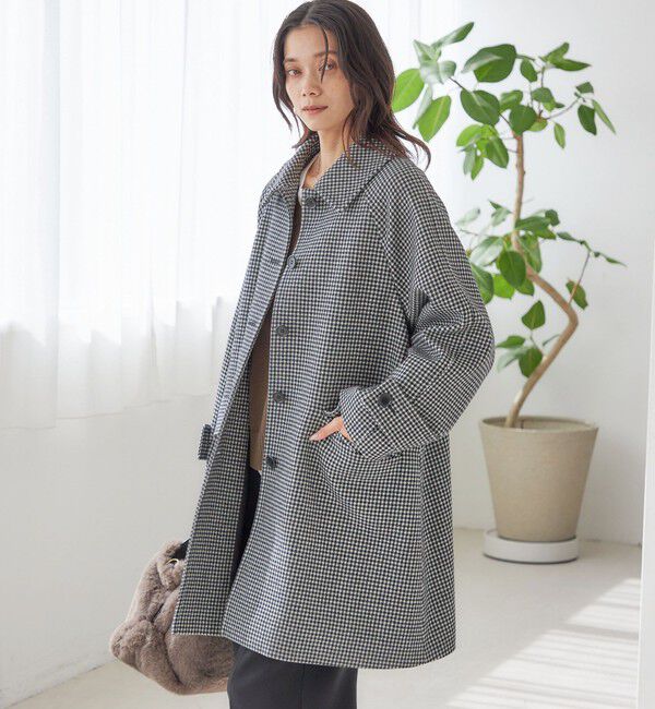 SHIPS for women「千鳥 / ソリッド ウール メルトン ステンカラー コート」|ステンカラーコート|