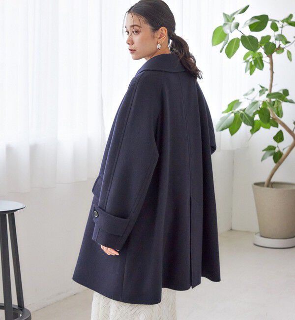 SHIPS for women「千鳥 / ソリッド ウール メルトン ステンカラー コート」|ステンカラーコート|