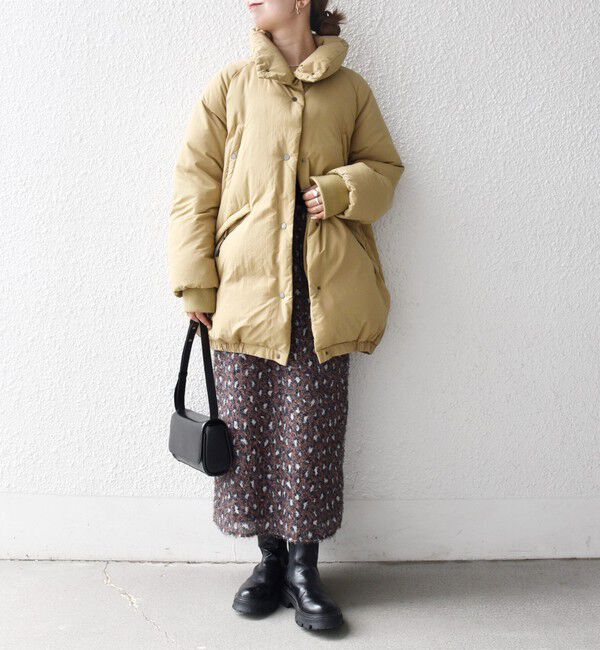 SHIPS any: ナイロン スタンドカラー ダウン コクーン コート（SHIPS