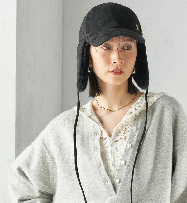 SHIPS for women「Revis.: ポリエステル スエード フライト キャップ」|キャップ・キャスケット|ブラック