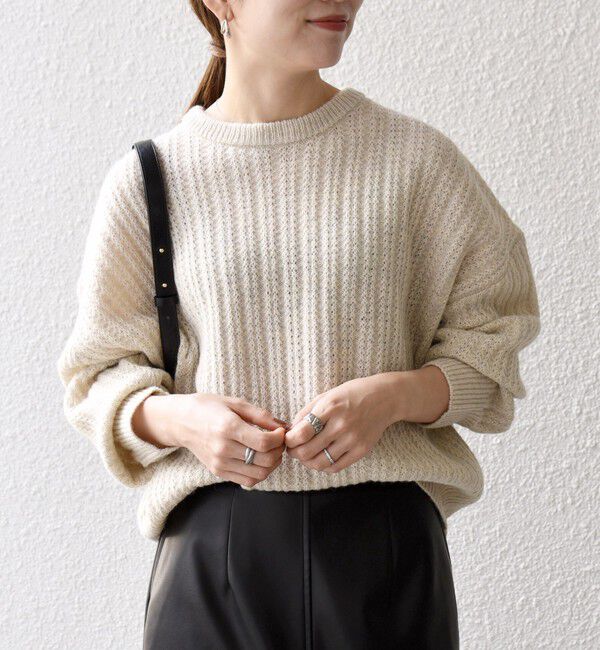 SHIPS any「SHIPS any: リブ タック編み クルーネック ボタン ニット プルオーバー」|ニット・セーター|