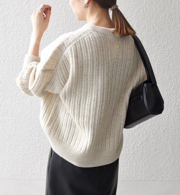 SHIPS any「SHIPS any: リブ タック編み クルーネック ボタン ニット プルオーバー」|ニット・セーター|